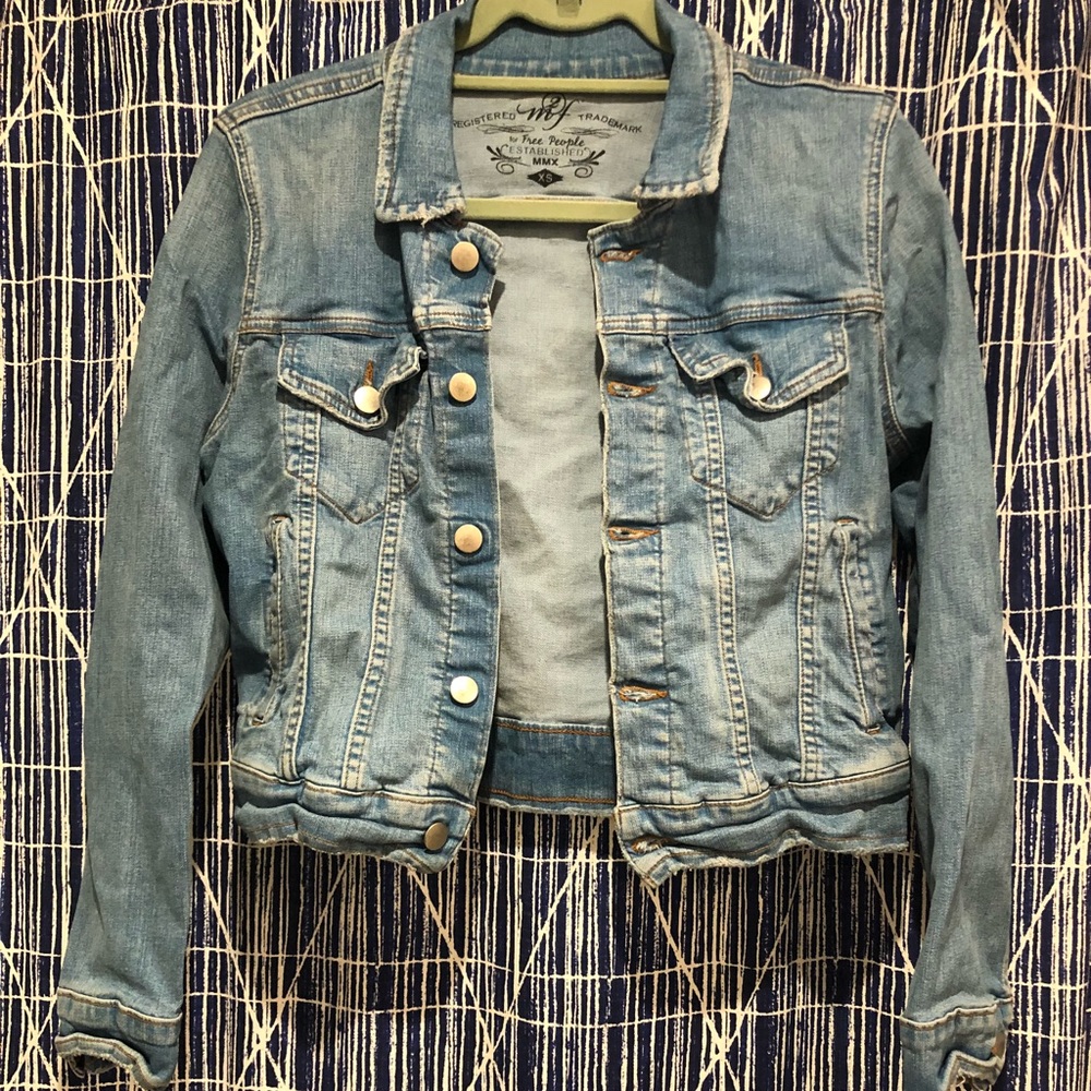 Free people distressed denim jacket, xs